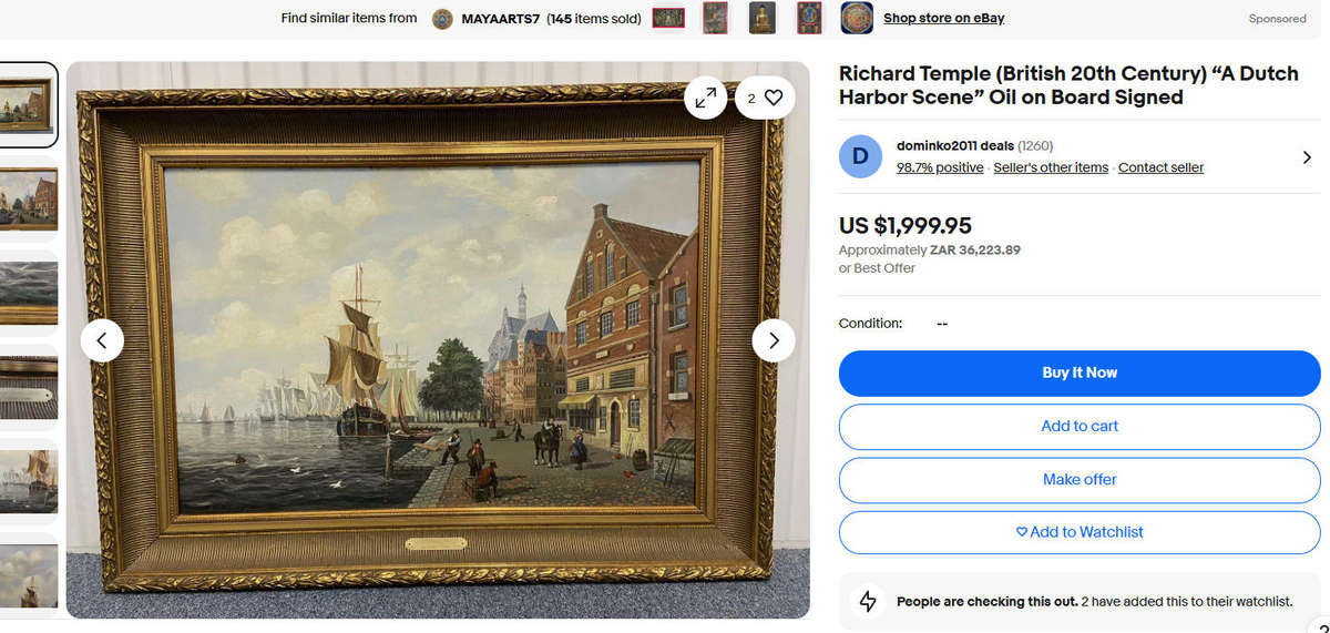 *VALUE R35000+* ORIGINAL RICHARD TEMPLE OIL PAINTING*PASSING THE LONG MAN ON THE SOUTH DOWNS*