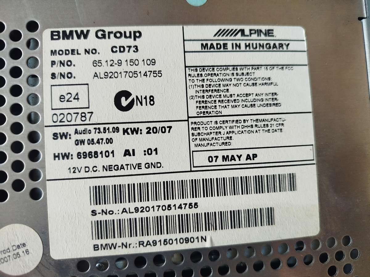 BMW E90 OEM Alpine Car Media Player with AUX/CD