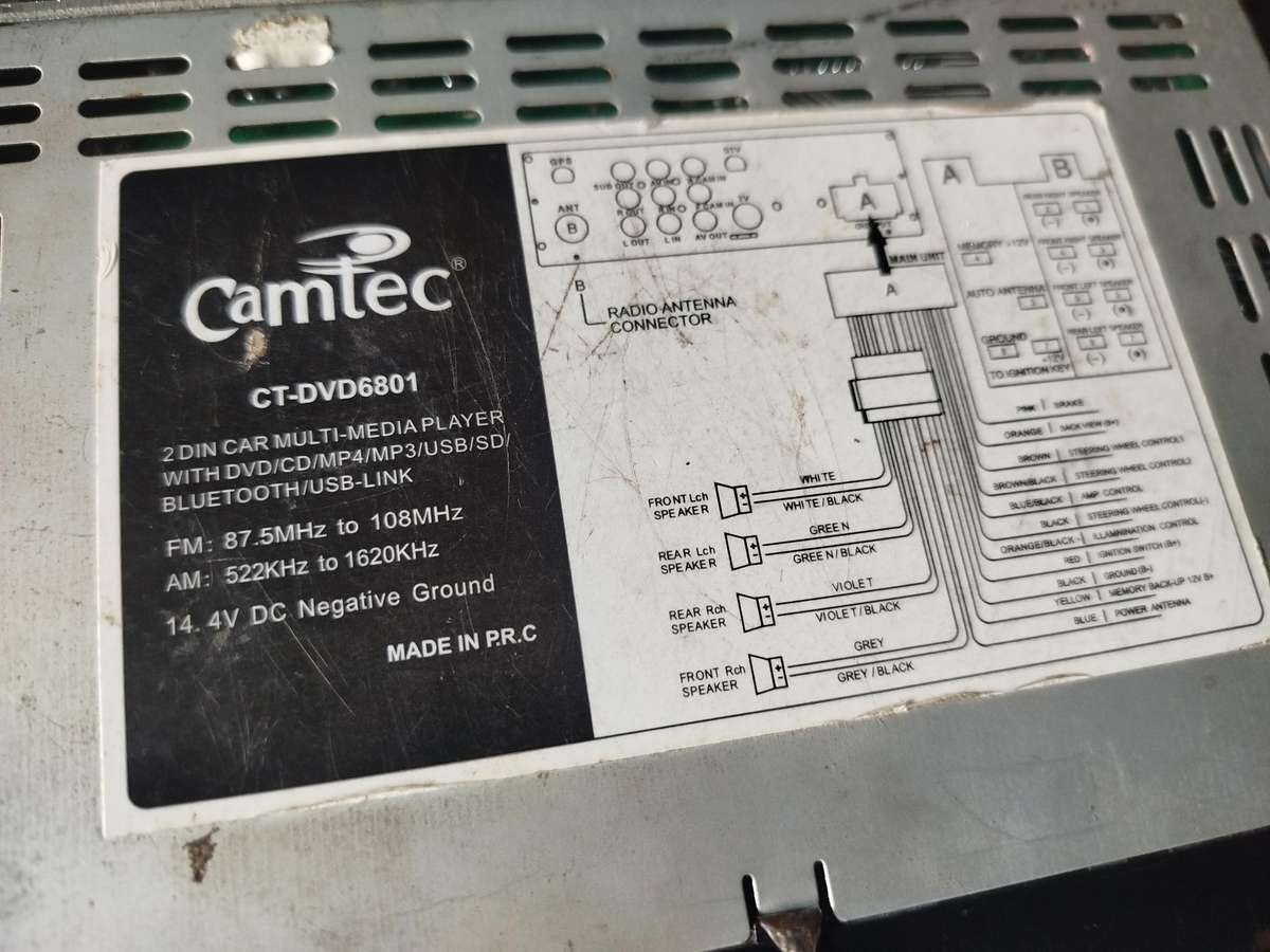 Camtec Double Din Car Media Player with USB/BT/AUX/CD/MP3/DVD (CT-DVD6801)