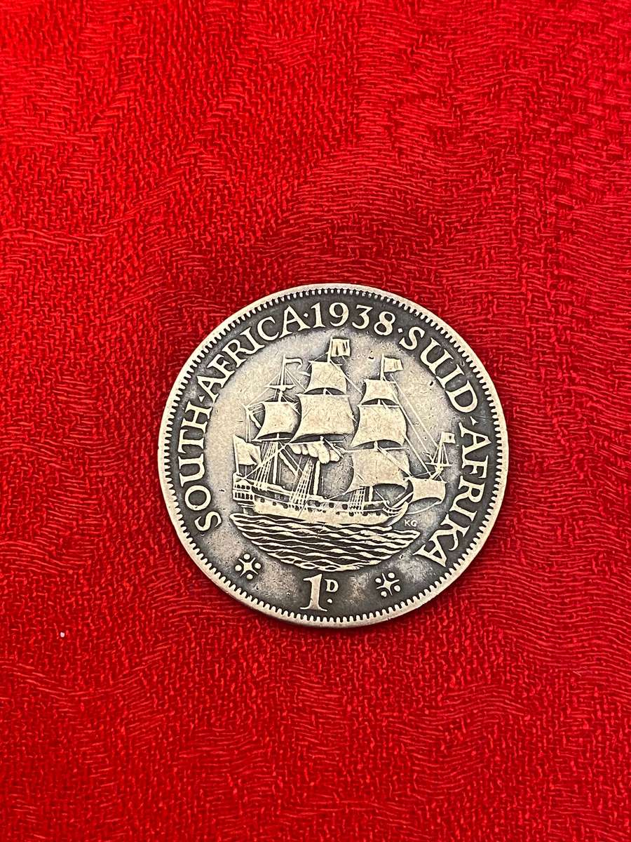 1938  1 penny coin South Africa