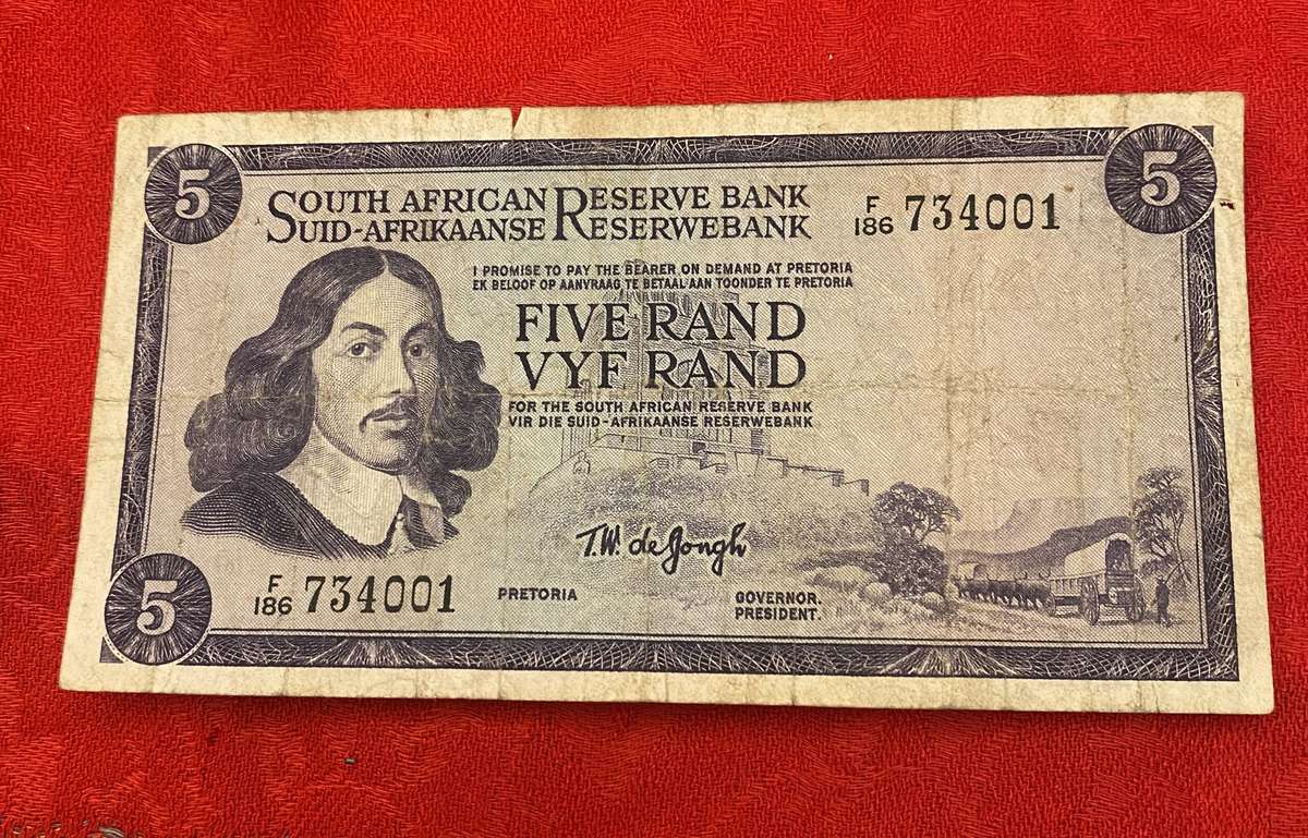 South African Vintage  R5. bank note
