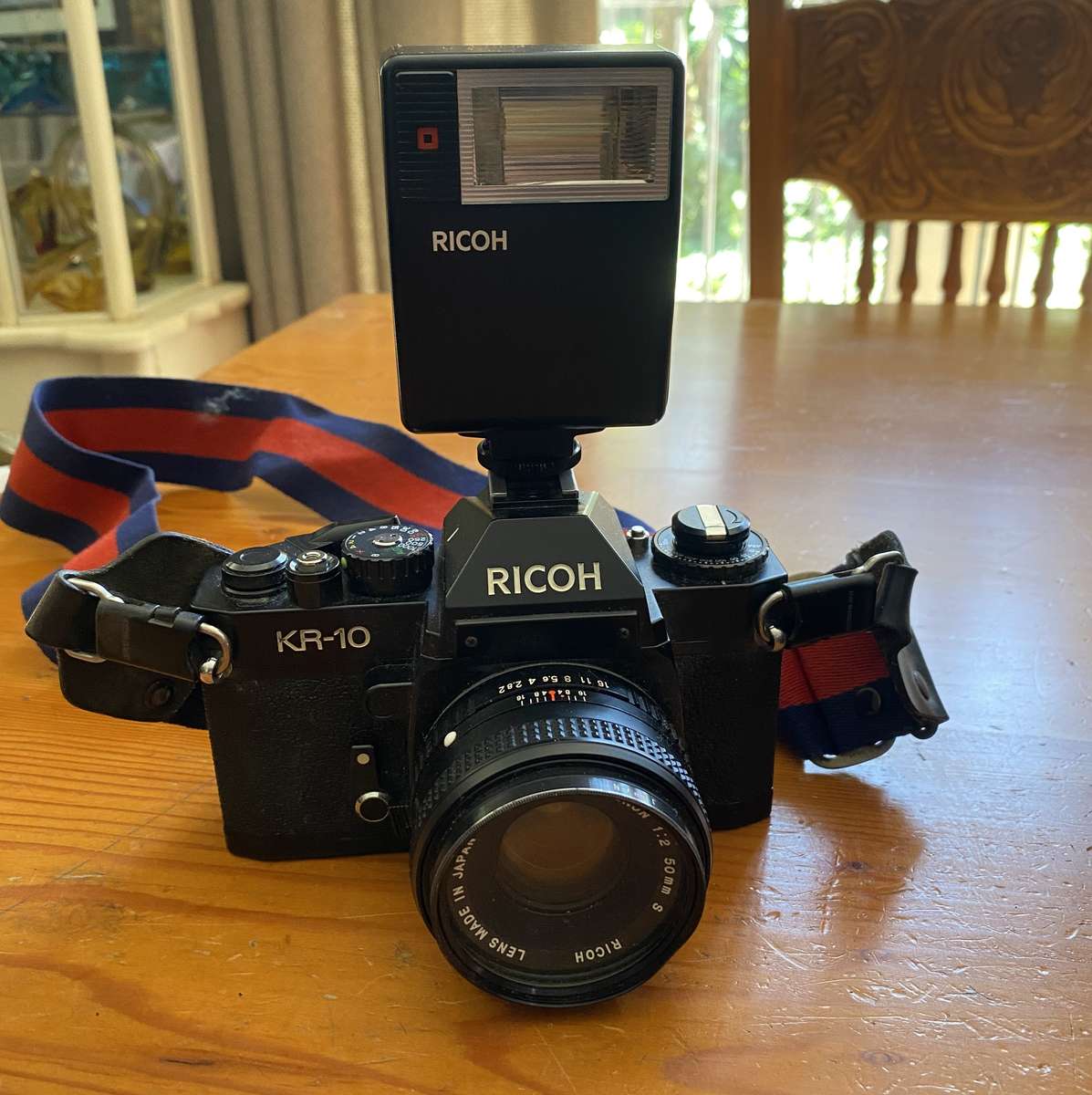 Vintage RICOH KR 10 camera with flash