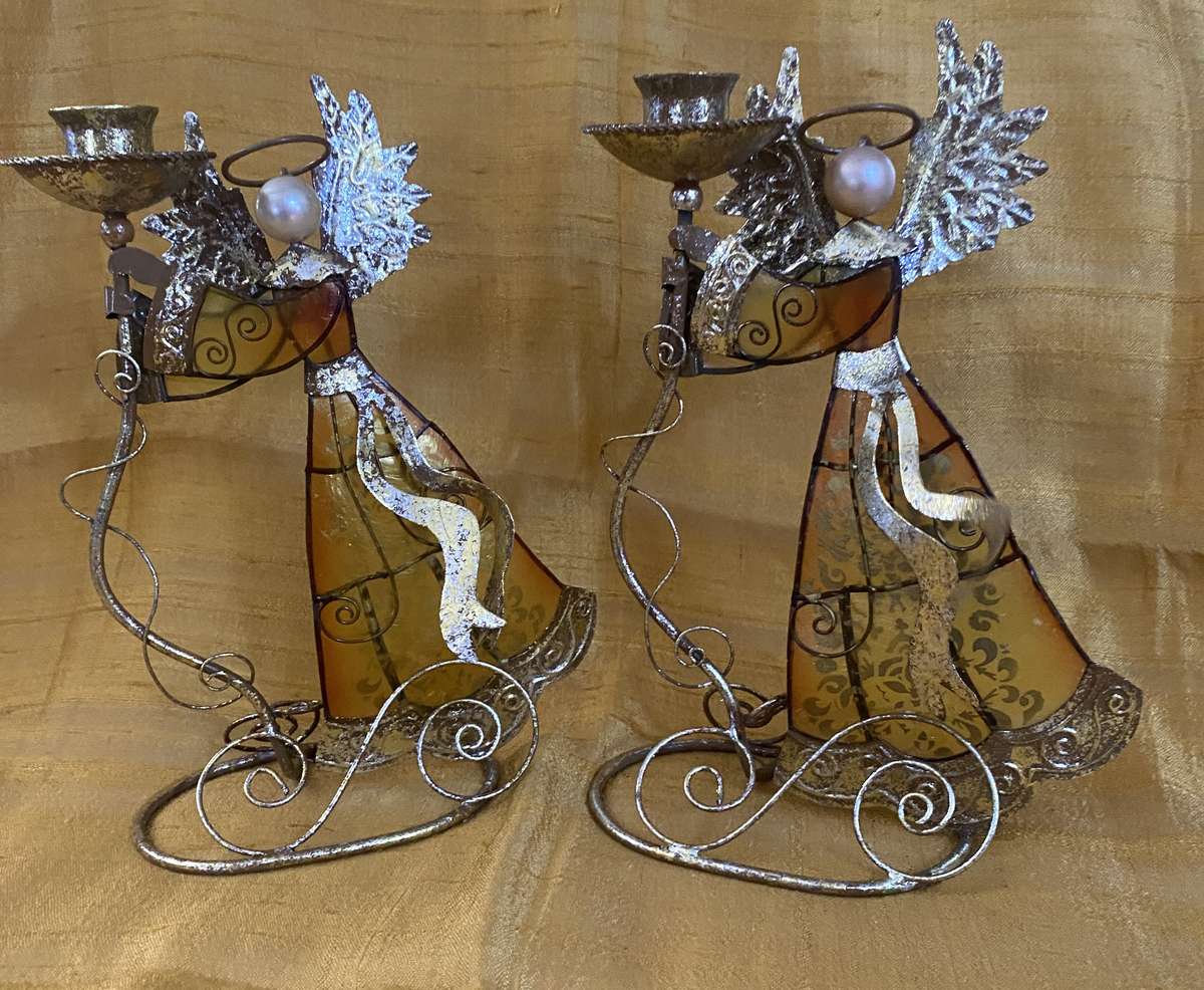 CHRISTMAS ANGEL CANDLE HOLDERS