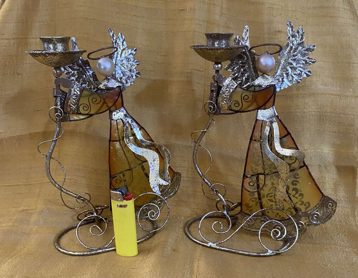 CHRISTMAS ANGEL CANDLE HOLDERS