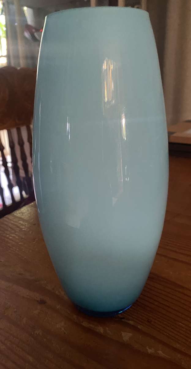 VINTAGE BLUE AND WHITE GLASS VASES