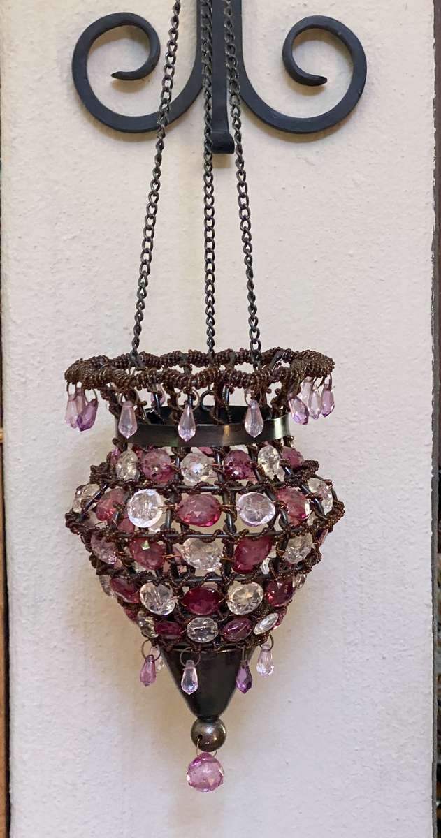 BEADED HANGING CANDLE HOLDER