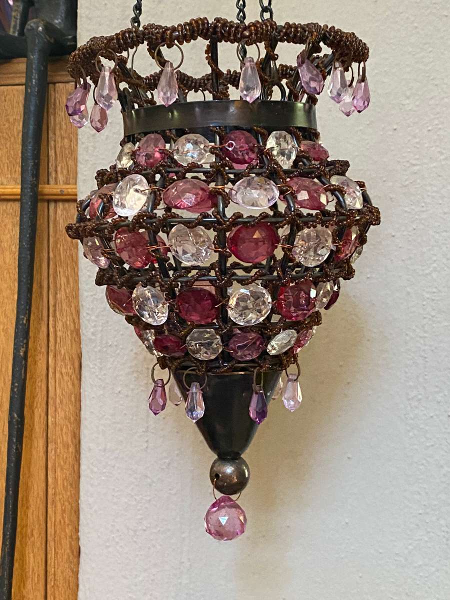 BEADED HANGING CANDLE HOLDER
