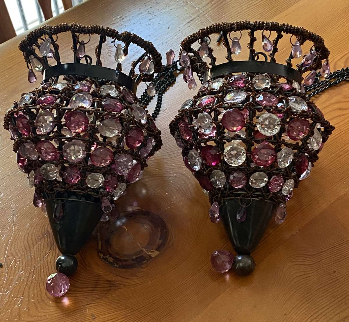 BEADED HANGING CANDLE HOLDER