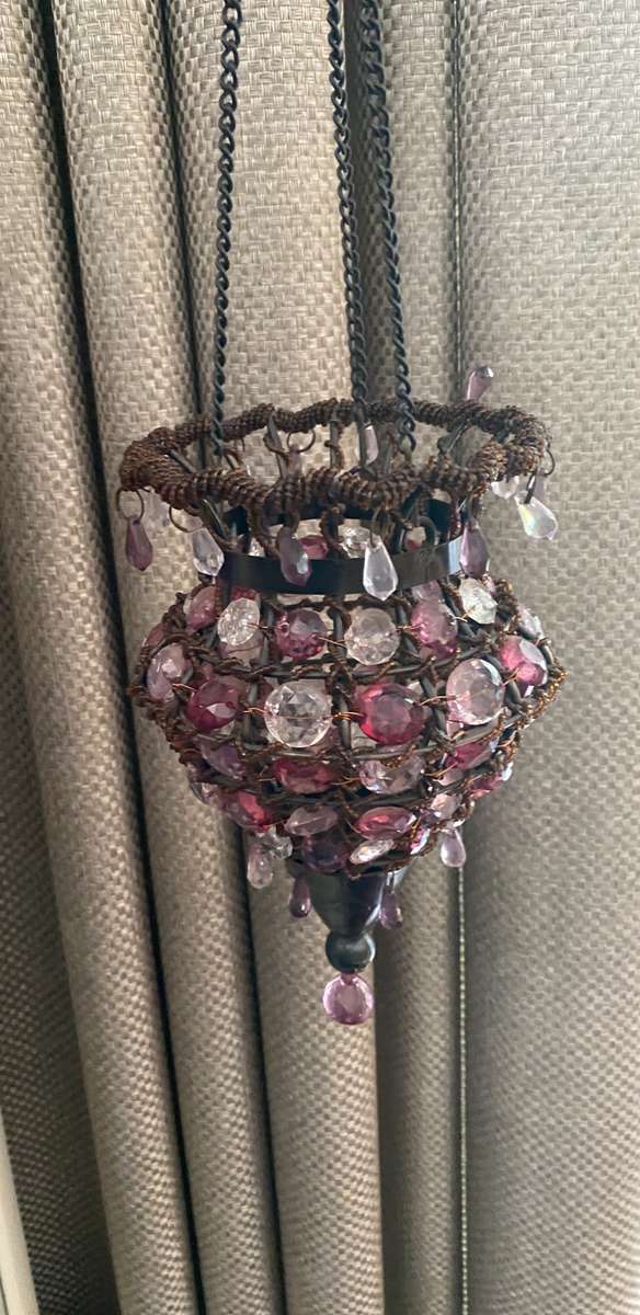 BEADED HANGING CANDLE HOLDER