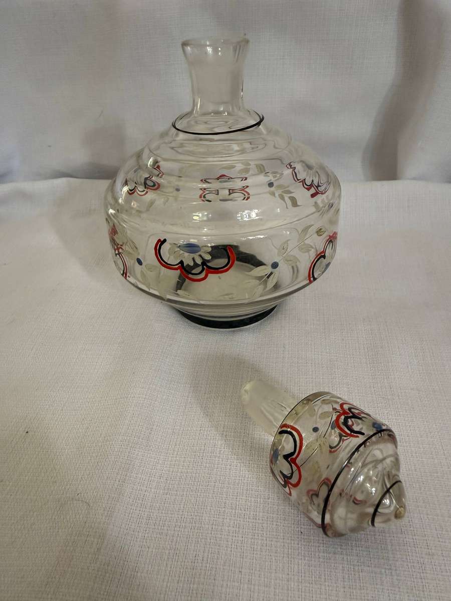 HAND PAINTED GLASS DECANTER