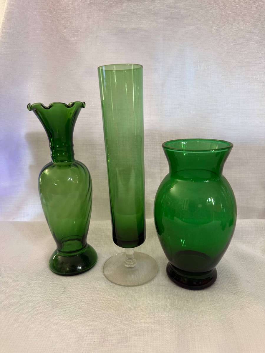 Three Green Glass vase