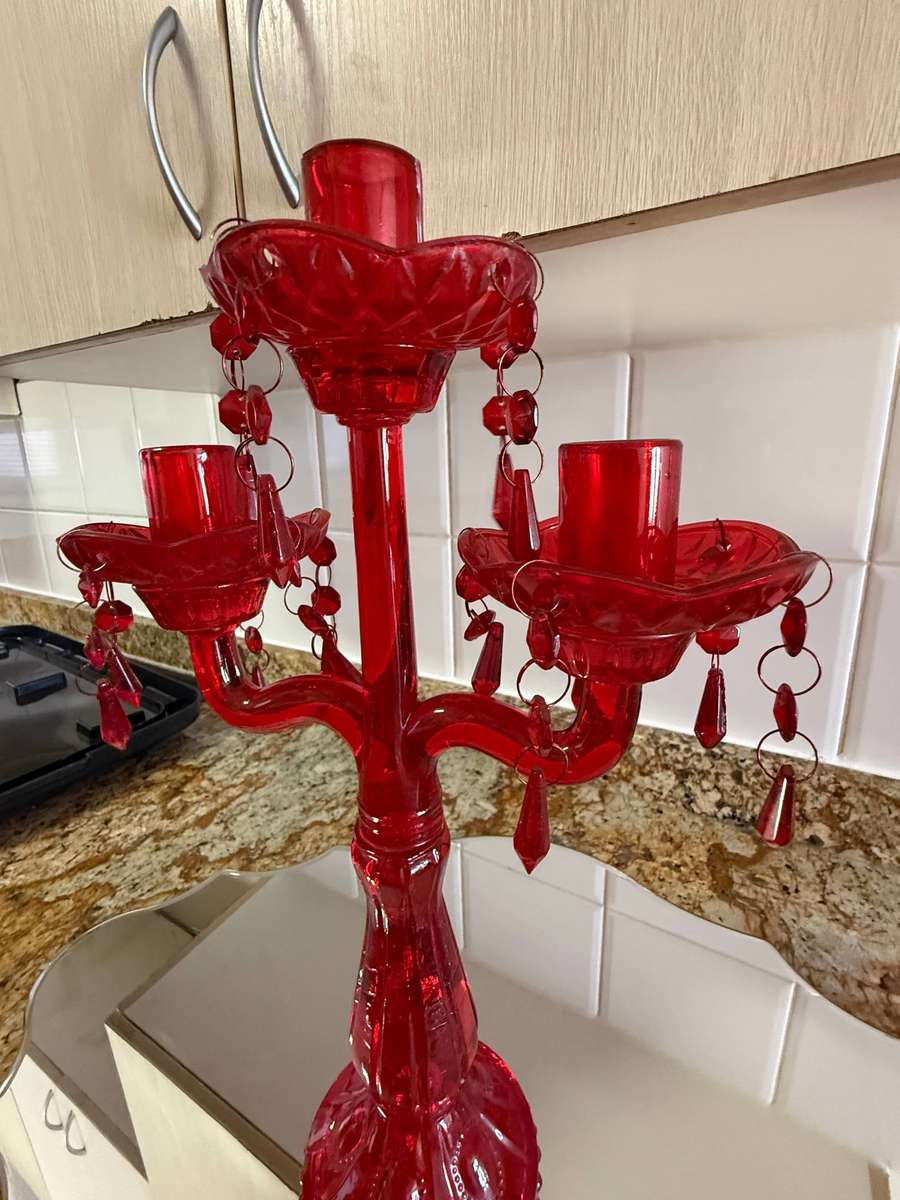 RED GLASS CANDELABRA