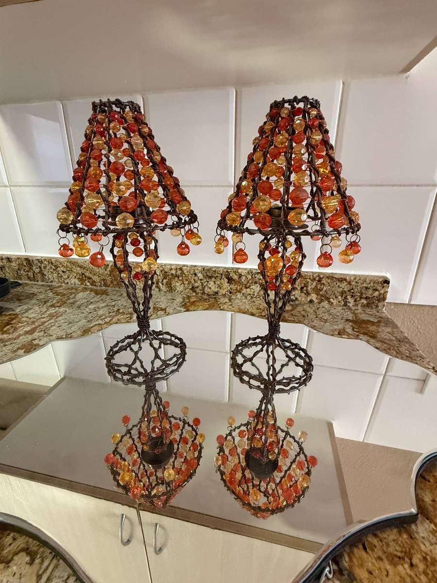 BEADED TEA LIGHT CANDLE STANDS
