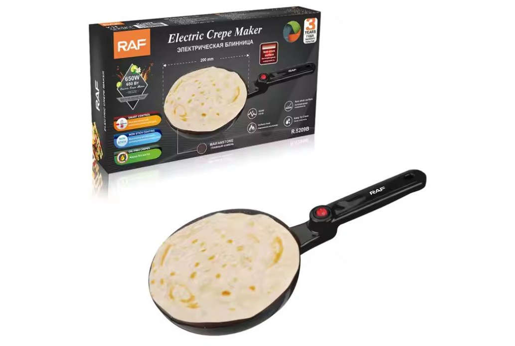 RAF 650w. Non-Stick Crepe Making Pan - Black