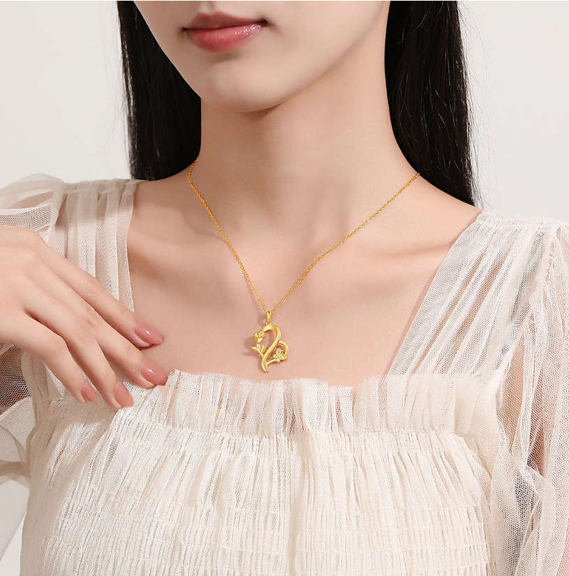 925 Sterling Silver Rose&Butterfly&Heart Necklaces - Silver