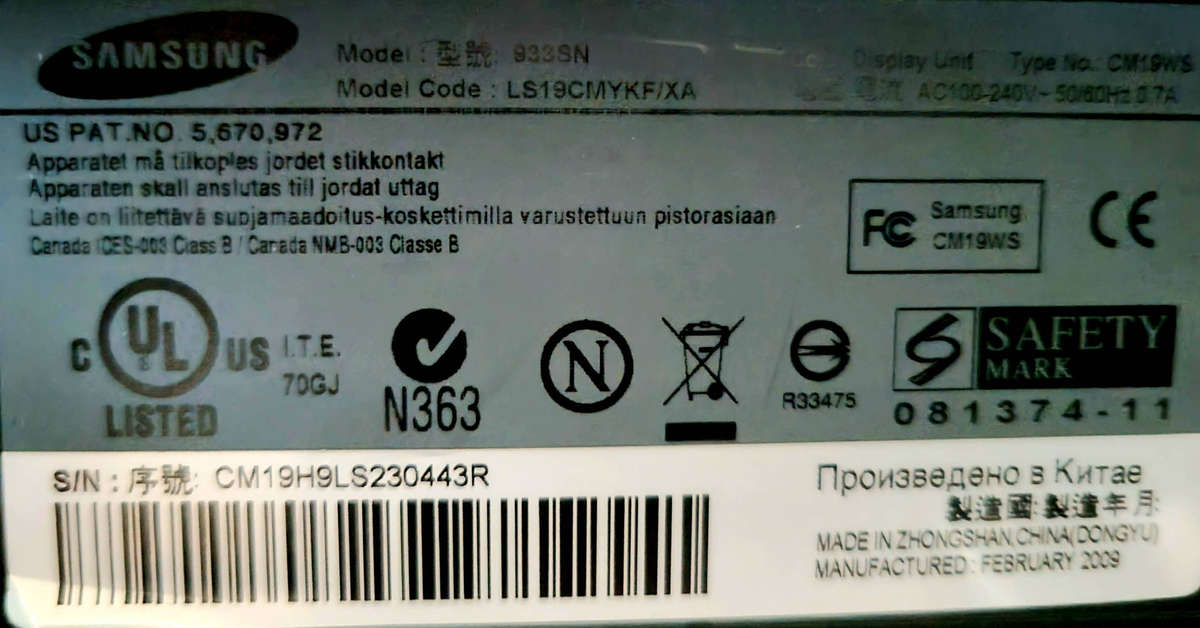 Samsung 18,5 inch colour monitor