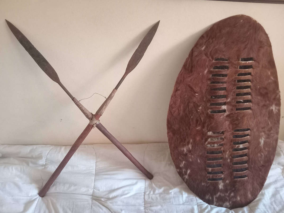 Zulu shield and assegais