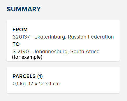 International shipping cost