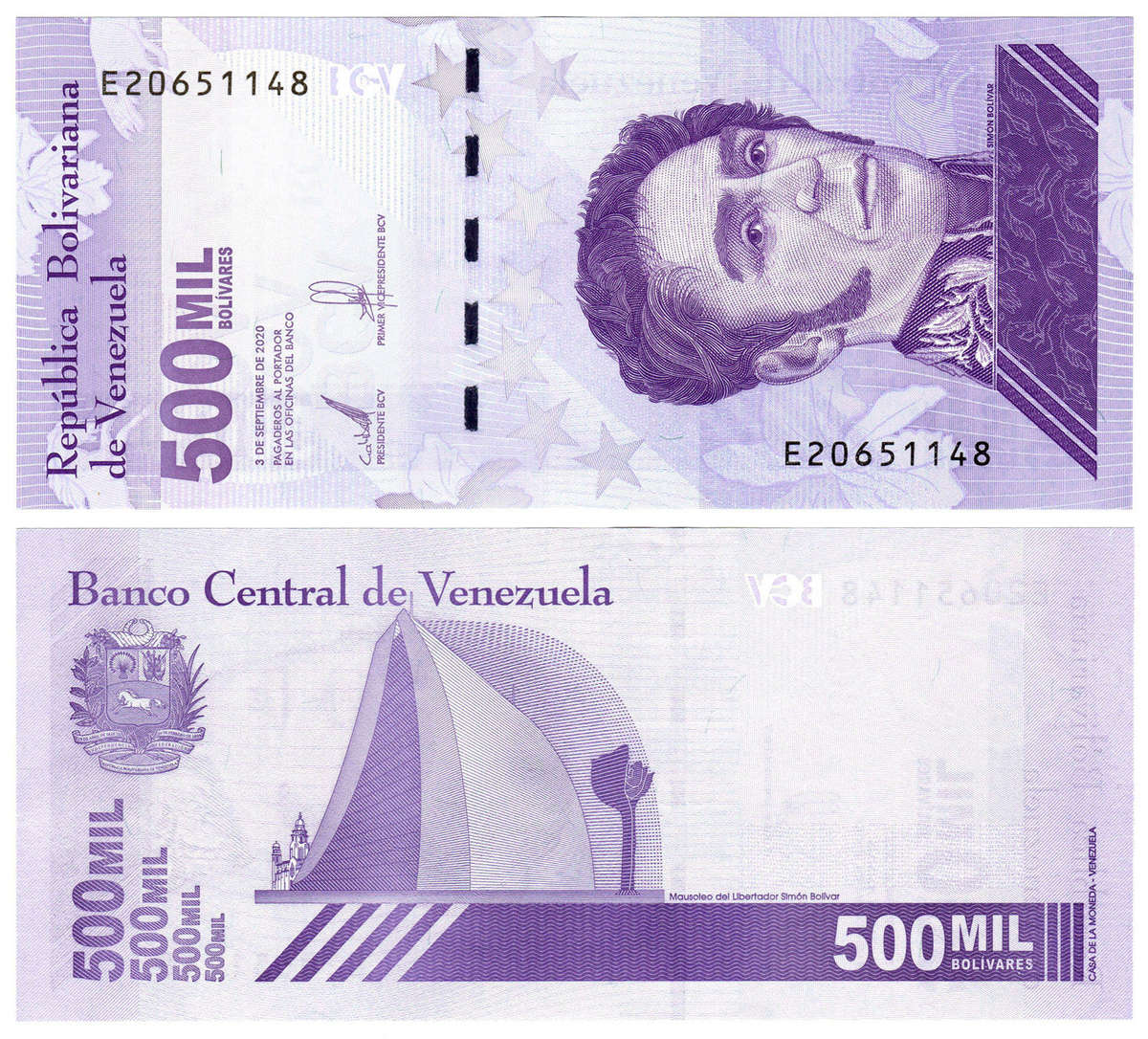 For GEOFFREY OSCH: 500,000 Bolivares 2020 UNC