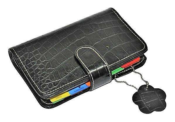 New Black Real Leather Crocodile-Texture Advantage Organiser