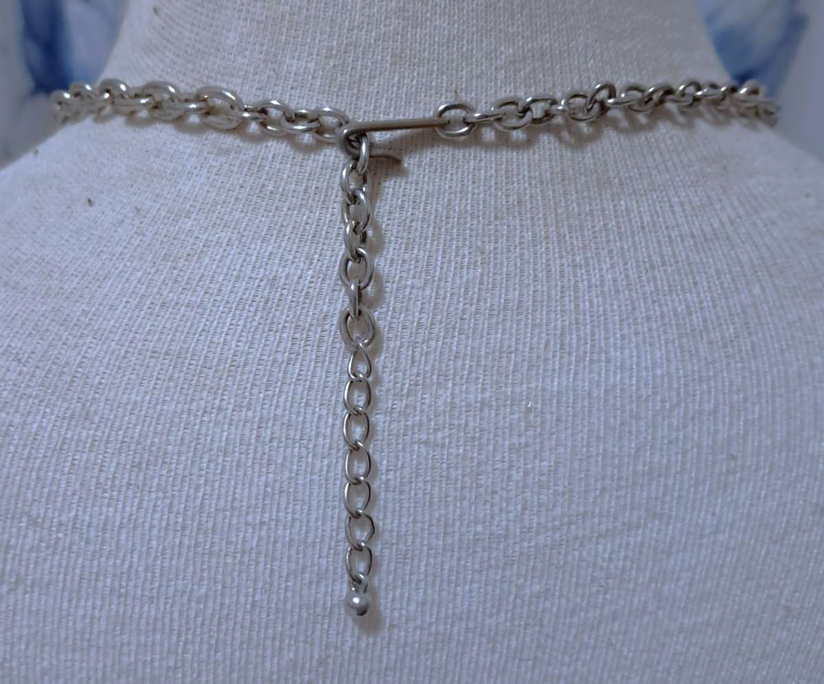 Vintage Hand-Crafted Silver-Tone Mother of Pearl Necklace and Bracelet Set