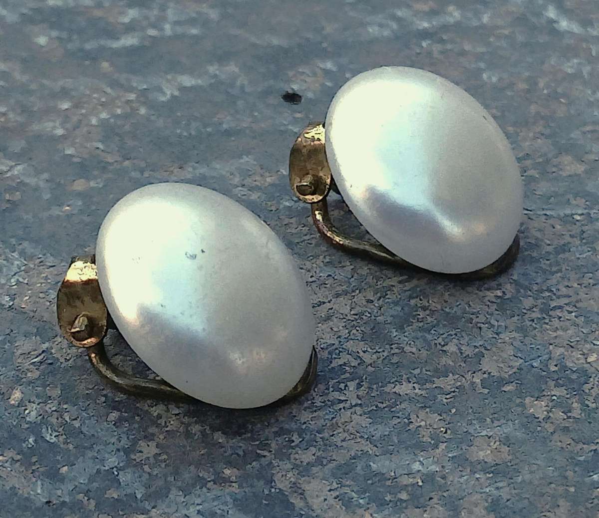 Vintage 1960s Faux Pearl Clip-On Earrings | Classic Design | Ornate Brass Backs