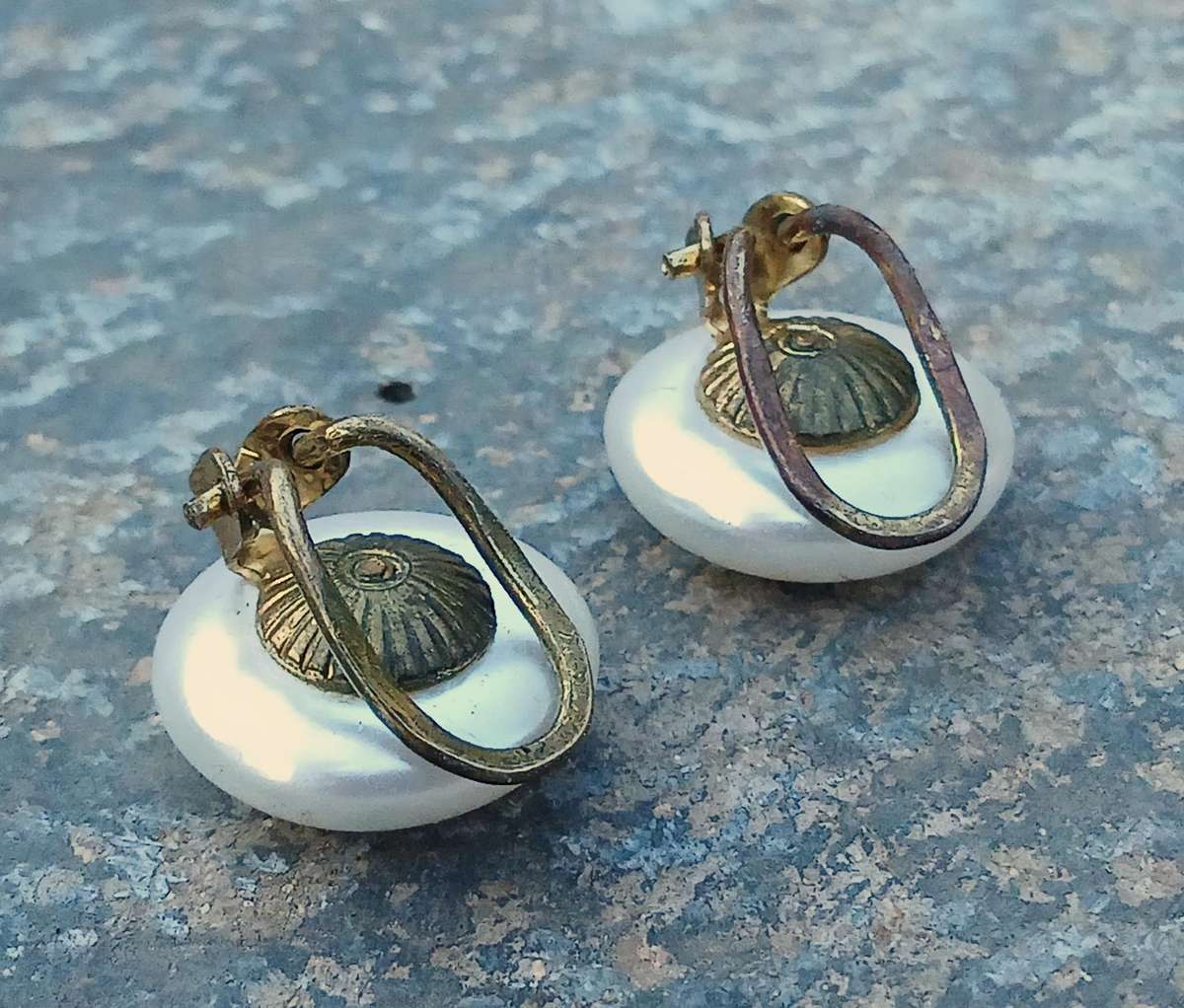 Vintage 1960s Faux Pearl Clip-On Earrings | Classic Design | Ornate Brass Backs