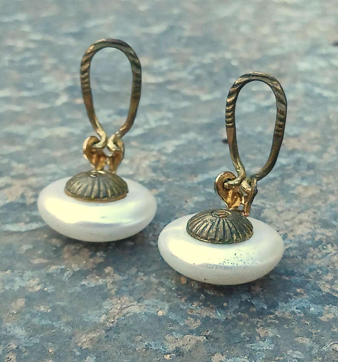 Vintage 1960s Faux Pearl Clip-On Earrings | Classic Design | Ornate Brass Backs