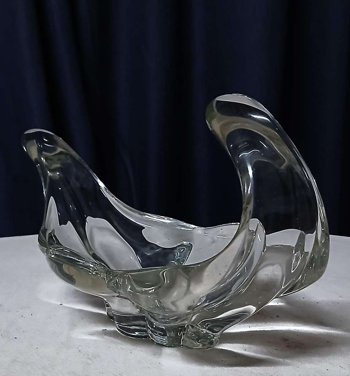 Exquisite Vintage Austrian Lux Glass Hand-Fashioned Art Bowl / Sculpture