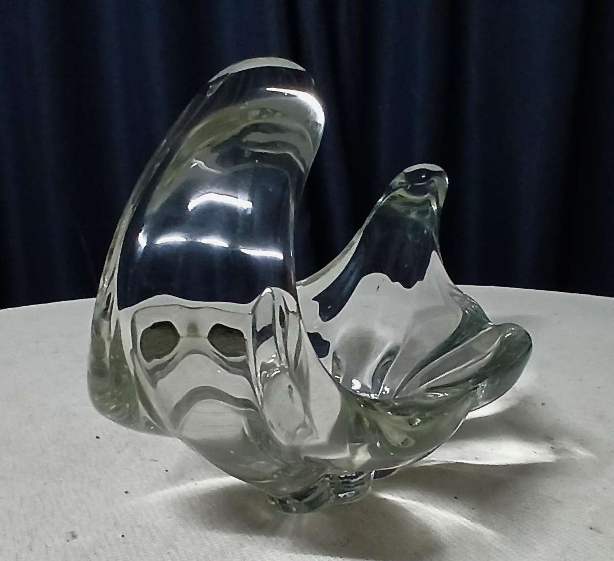 Exquisite Vintage Austrian Lux Glass Hand-Fashioned Art Bowl / Sculpture