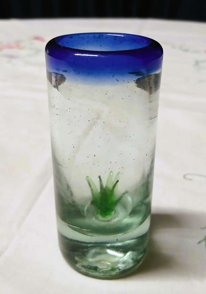 Handblown Mexican Agave Shot Glass - Recycled Glass Artistry