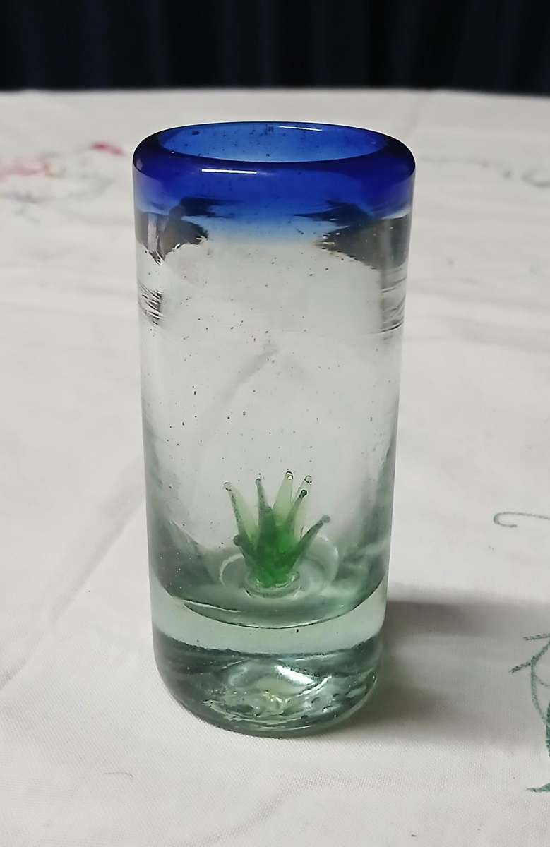 Handblown Mexican Agave Shot Glass - Recycled Glass Artistry