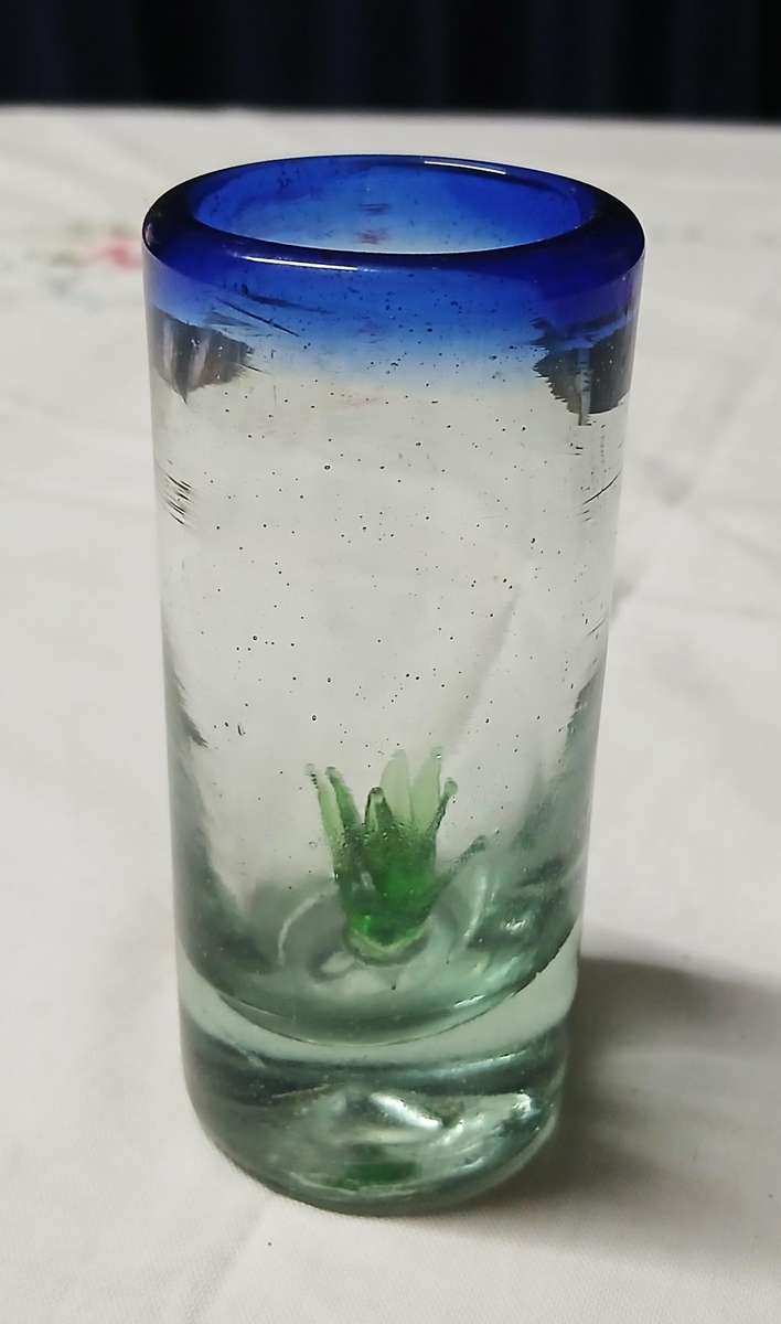 Handblown Mexican Agave Shot Glass - Recycled Glass Artistry