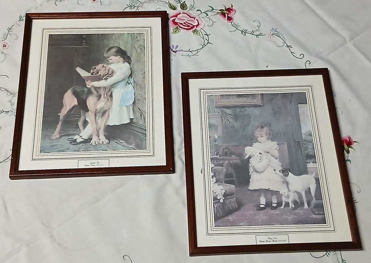 Pair of Antique, Collectable Victorian Prints by Charles Burton Barber & Briton Riviere