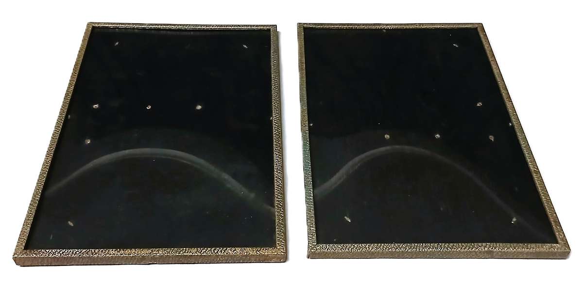 Pair of Rare Antique WWB Ltd (Wilkes & Brookes) Art Deco Silverplated Convex Glass Picture Frames