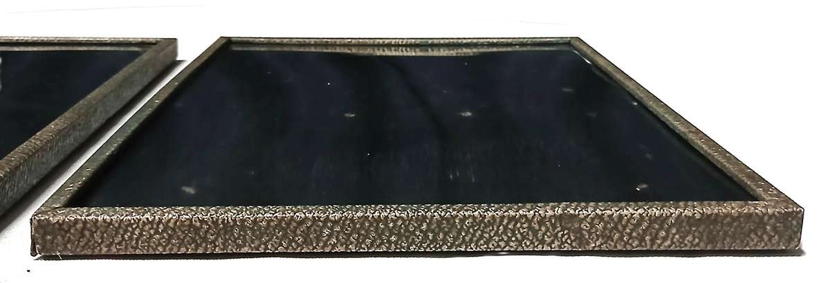 Pair of Rare Antique WWB Ltd (Wilkes & Brookes) Art Deco Silverplated Convex Glass Picture Frames