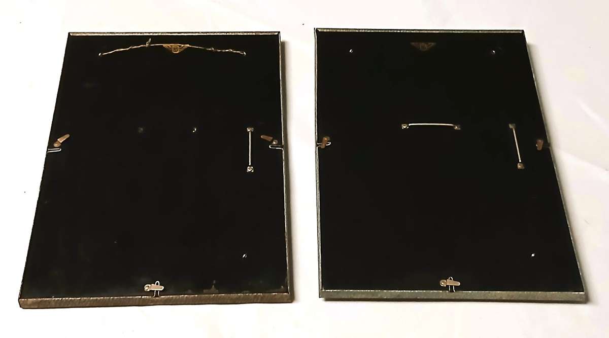 Pair of Rare Antique WWB Ltd (Wilkes & Brookes) Art Deco Silverplated Convex Glass Picture Frames