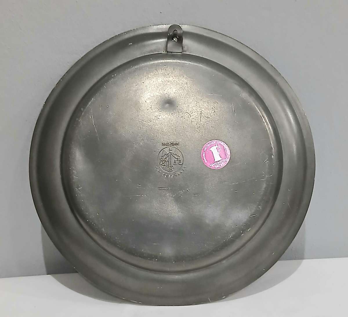 Vintage German Pewter Charger Plate  Embossed Horse Head Motif