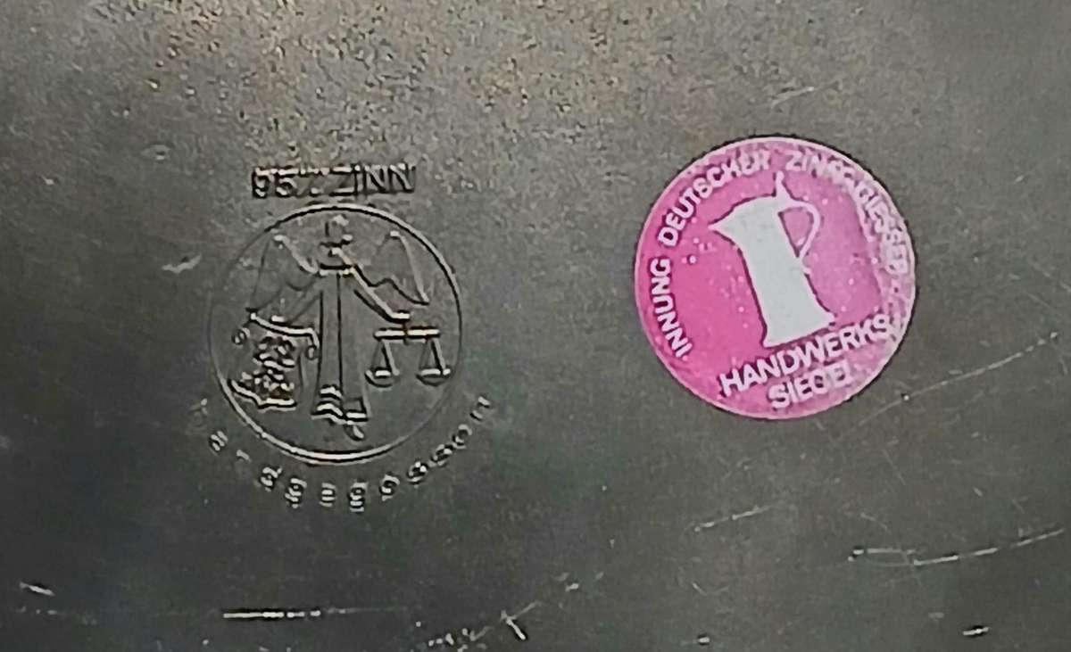 Vintage German Pewter Charger Plate  Embossed Horse Head Motif