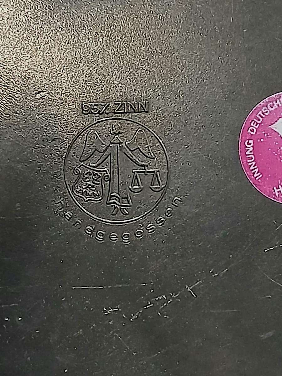 Vintage German Pewter Charger Plate  Embossed Horse Head Motif