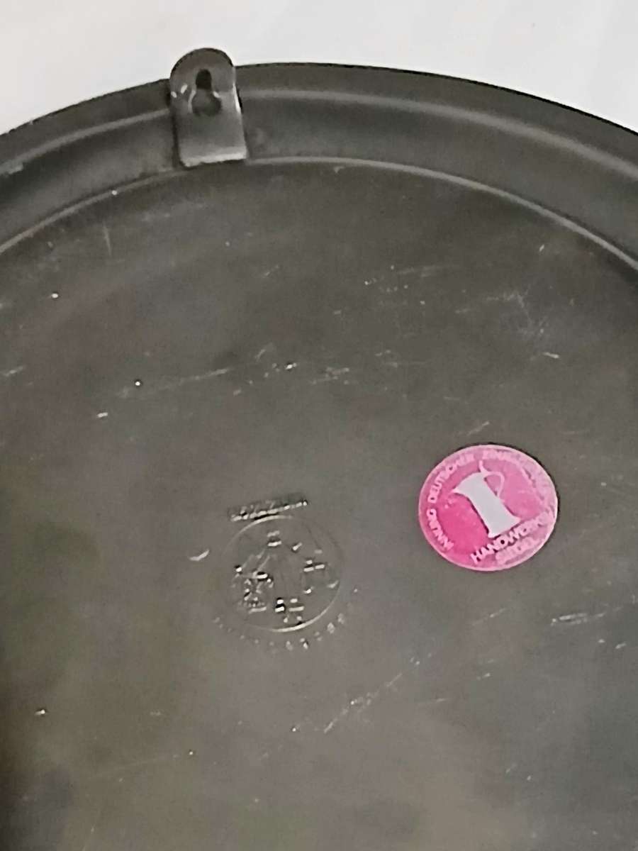 Vintage German Pewter Charger Plate  Embossed Horse Head Motif