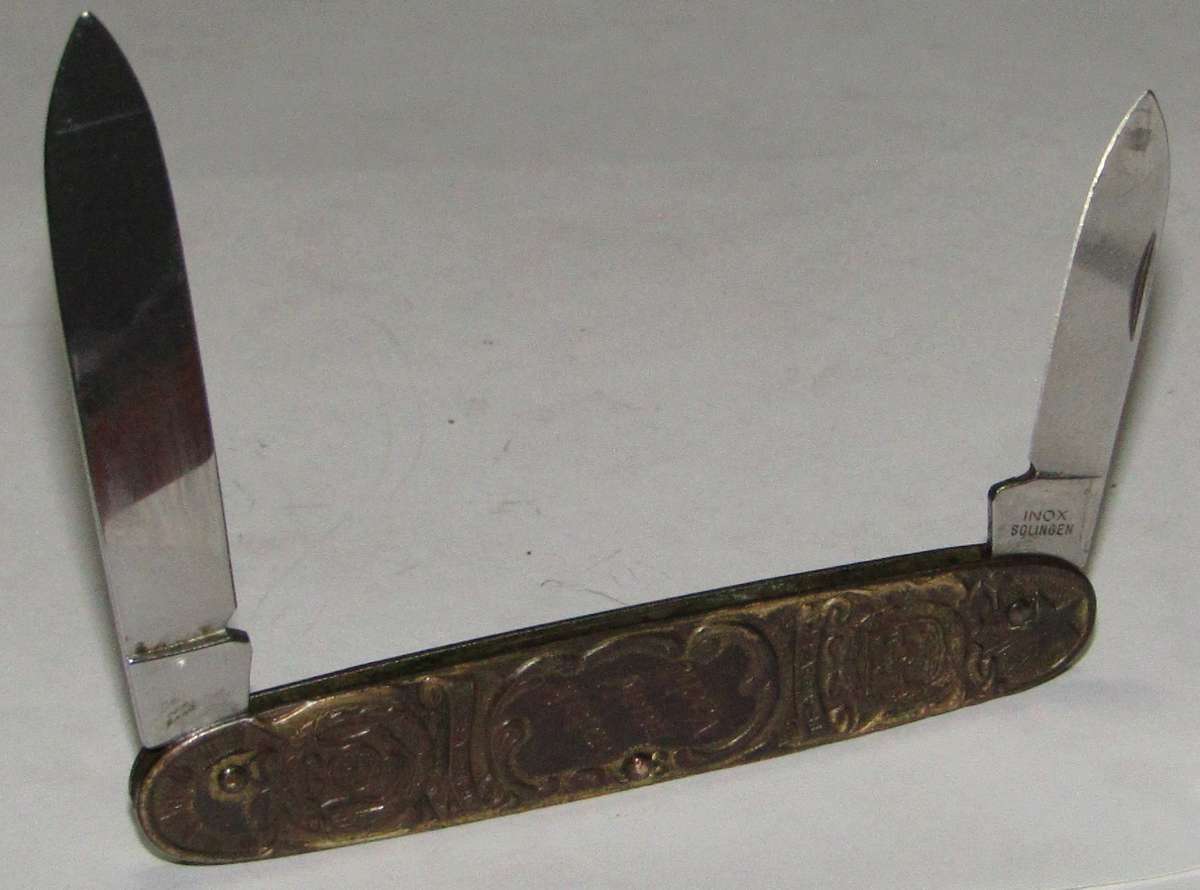 Rare Antique Boer War Pocket Knife  Paul Kruger & Christiaan de Wet Design