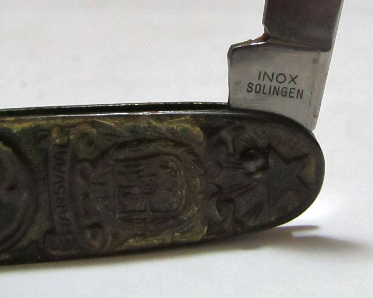 Rare Antique Boer War Pocket Knife  Paul Kruger & Christiaan de Wet Design