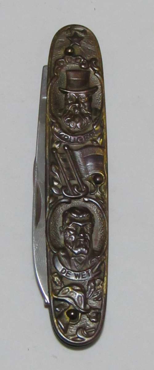 Rare Antique Boer War Pocket Knife  Paul Kruger & Christiaan de Wet Design