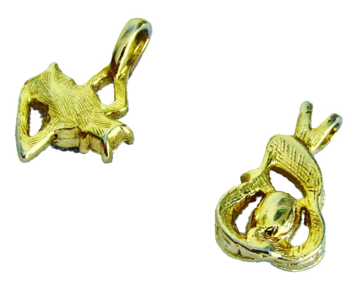 Pair of vintage gold tone 1970s style pendants with faceted crystal