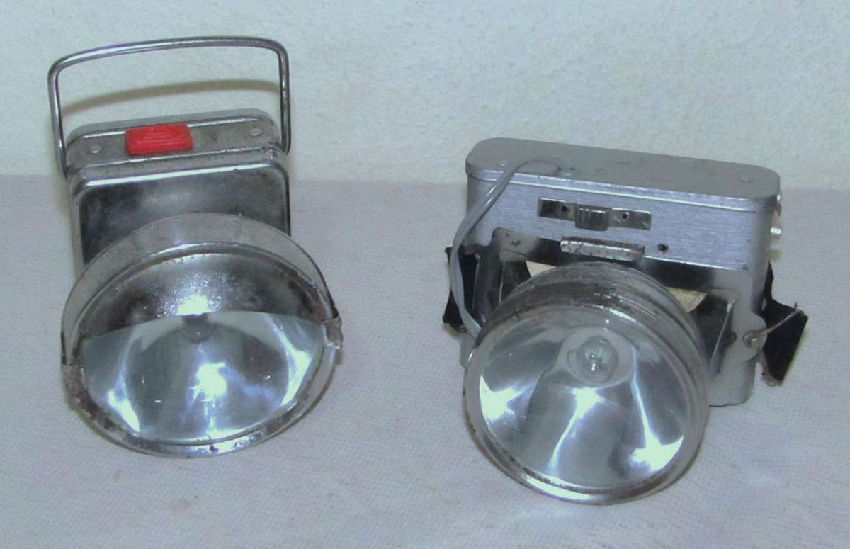 Vintage Elite Metal Handheld & Headlamp Flashlight Pair with Instructions