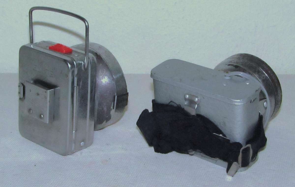 Vintage Elite Metal Handheld & Headlamp Flashlight Pair with Instructions