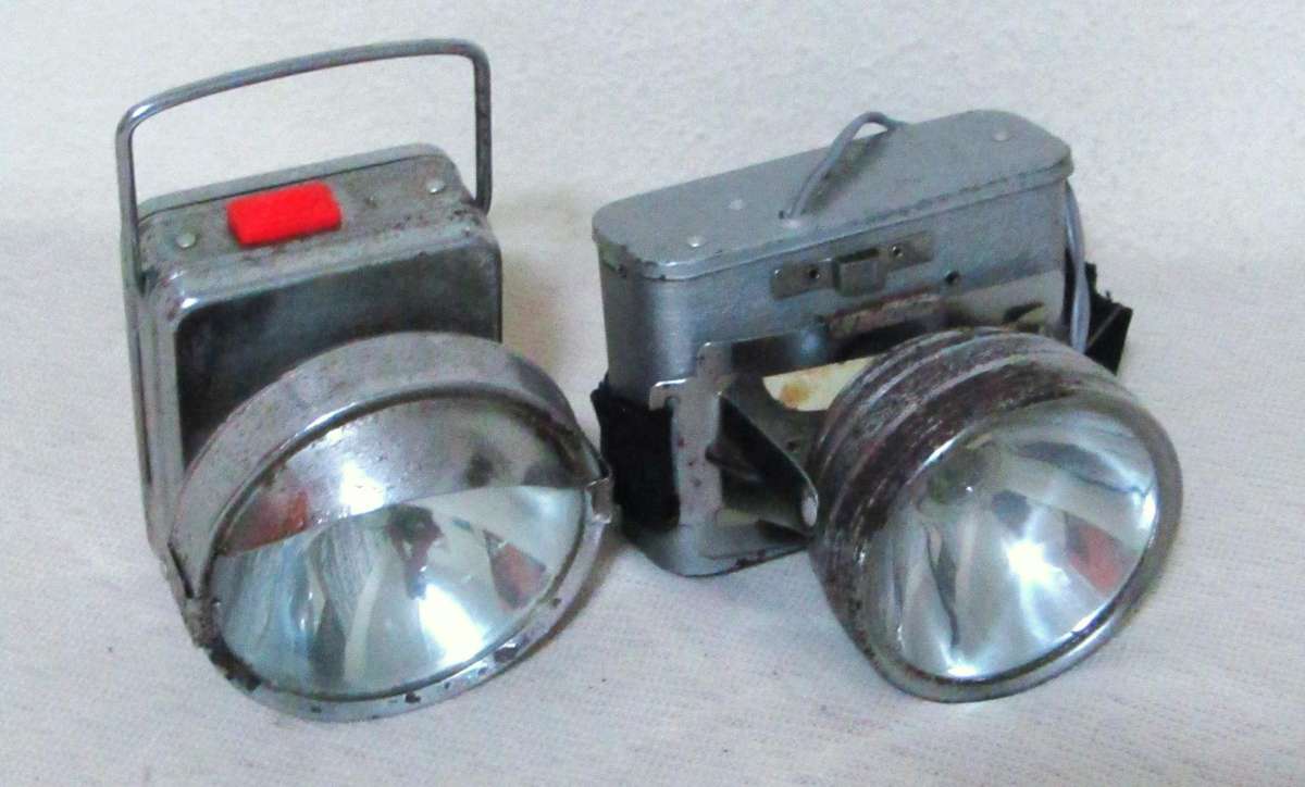 Vintage Elite Metal Handheld & Headlamp Flashlight Pair with Instructions