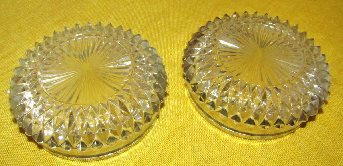 Vintage Small Cut Glass Candy/Nut Dishes with Silverplated Rim (Pair)
