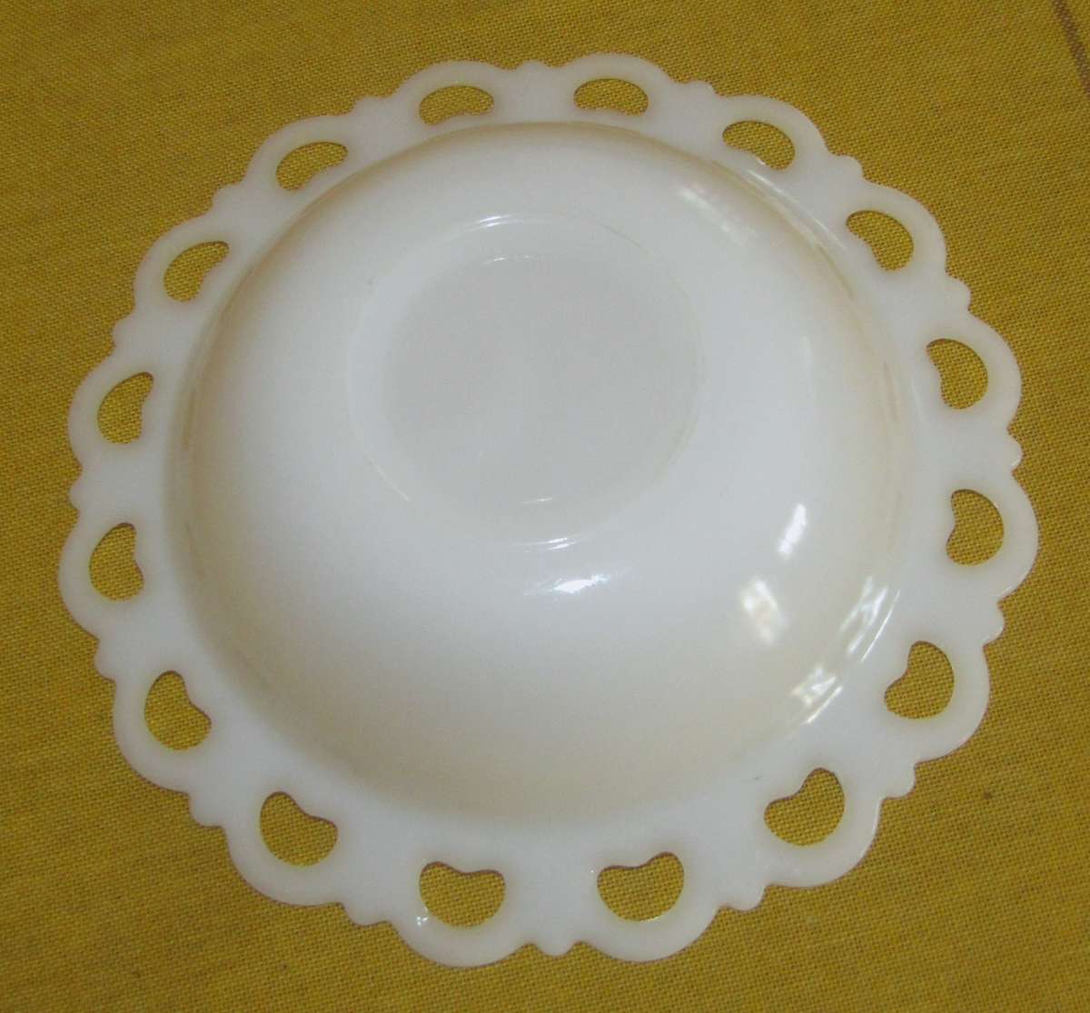 Vintage Lace Edged White Milk Glass Bowl